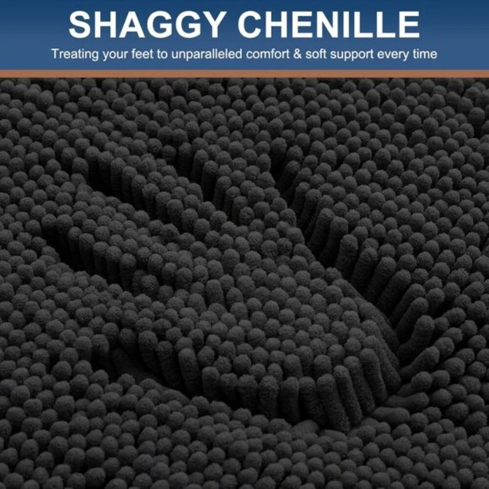 30 x 20In Luxury Chenille Bath Rug, Soft, Absorbent, Non-Slip Mat for Bathroom